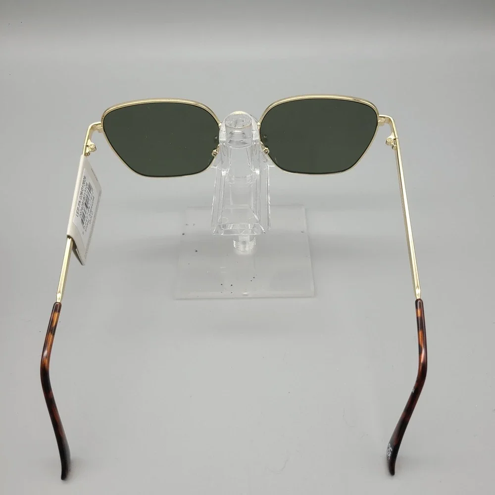 AIRE Spiral 2442269 Gold Metal Geometric Square Sunglasses Green Lens NEW